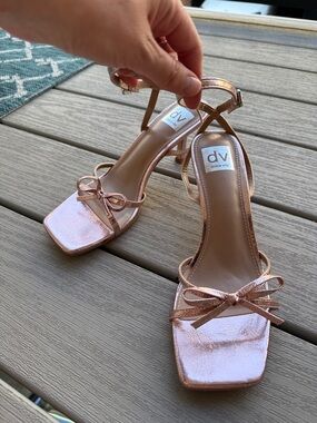 DV by Dolce Vita Metallic Rose Gold Strappy Heels